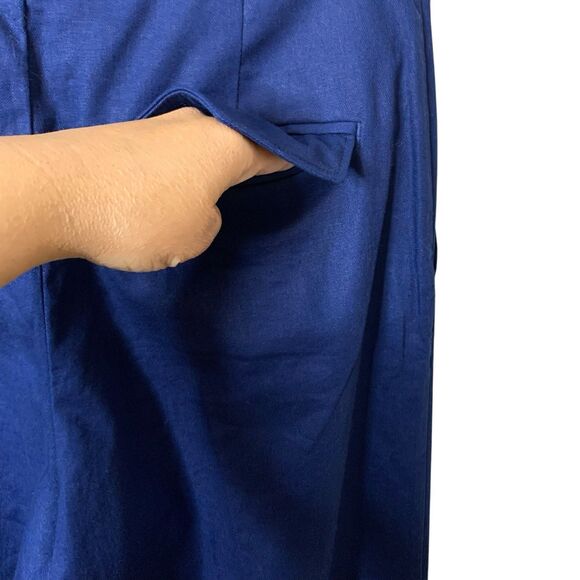 Banana Republic Linen Blend Pant Wide Leg Pleated Navy High-Rise Size 6 Petite - Picture 12 of 12